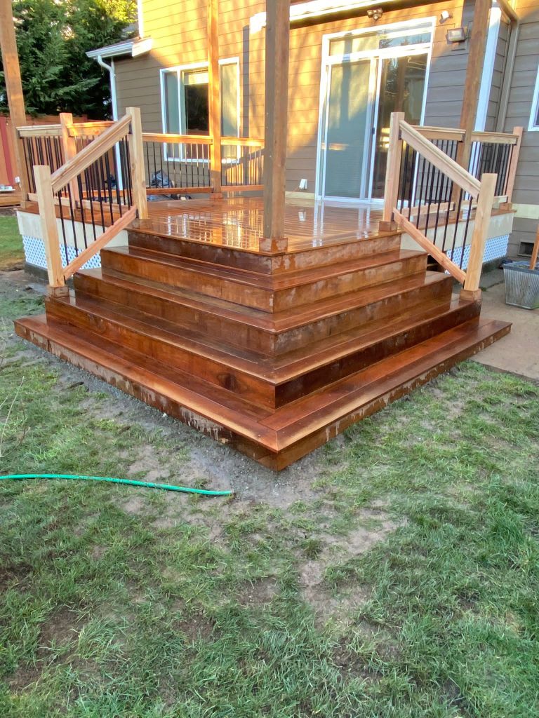 Cedar deck with custom staircase