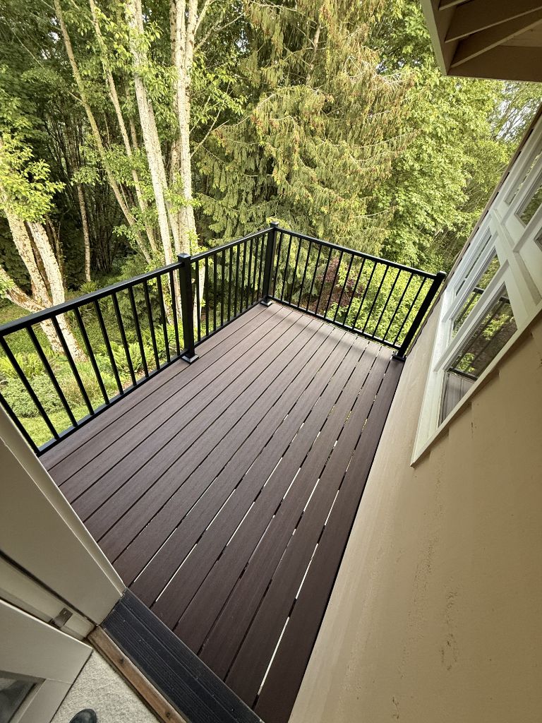 Composite deck with black railing