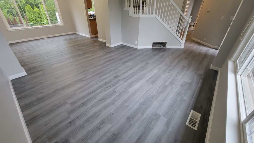 Gray luxury vinyl plank in living room