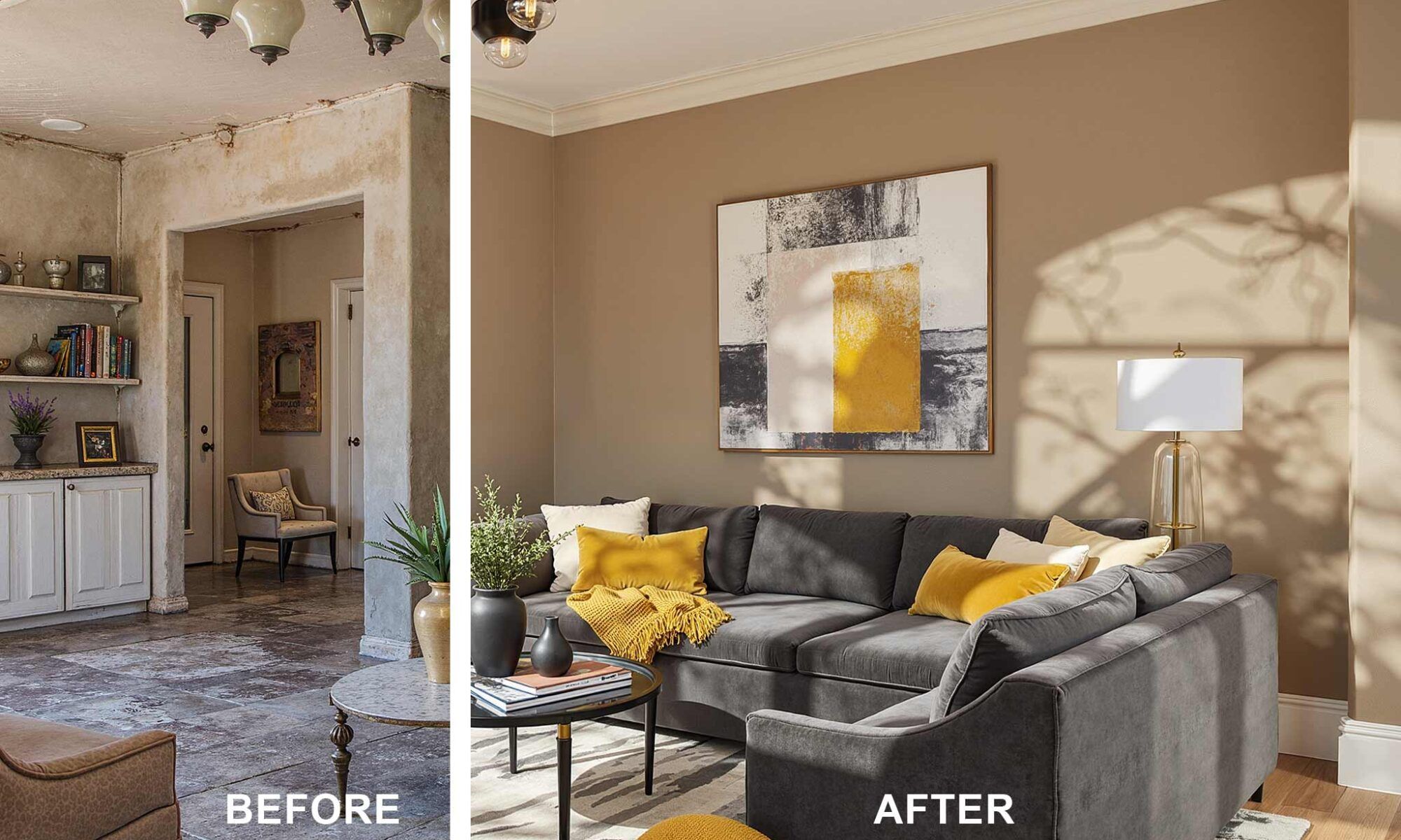 Painting before and after transformation