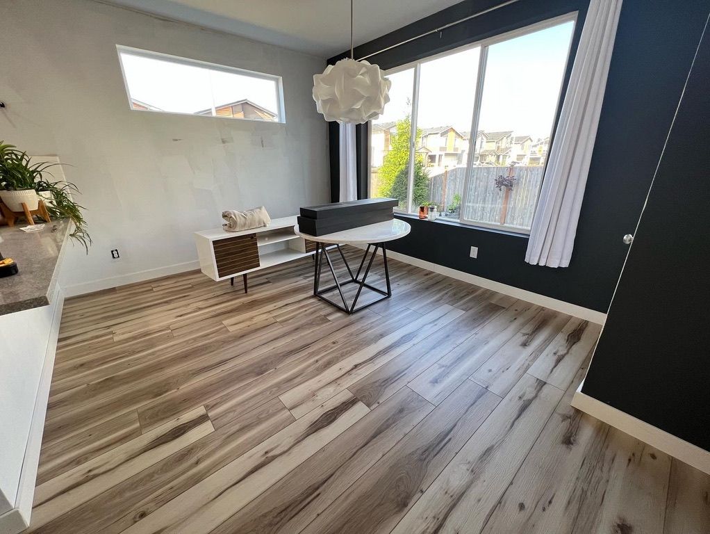 Modern living room with luxury vinyl plank flooring